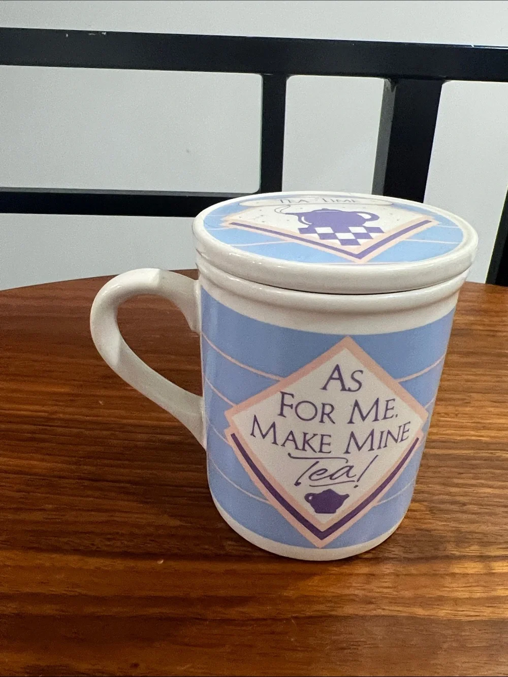 Vintage “As For Me, Make Mine Tea” Ceramic Lidded Mug